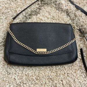 Kate Spade Black and Gold Crossbody Bag with Chain Detail